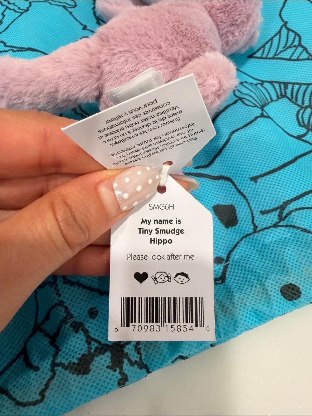Jellycat smudge tiny hippo authentic with tags - Picture 8 of 8